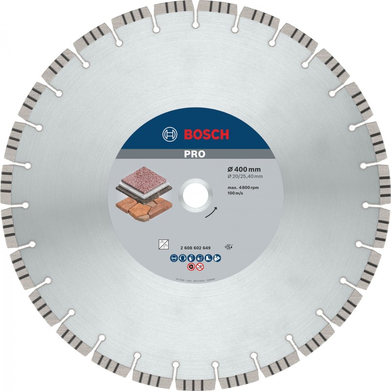 BOSCH PRO Stone Disque diamanté de tronçonnage, 400 x 20/25,4 mm 2608602649