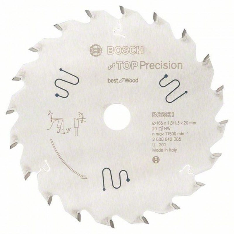 BOSCH Lame de scie circulaire HW pour scie plongeante 165 x 20 x 20T, 2608642385