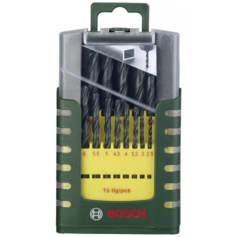 Jeu de forets métalliques HSS-R Bosch, 19 pièces, 1 - 10 mm, Gripbox