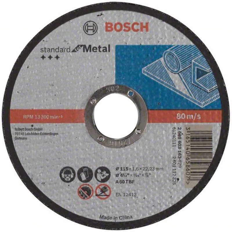 Bosch PRO Disque de coupe pour métal, 115 x 1.6 x 22.23 mm, droit