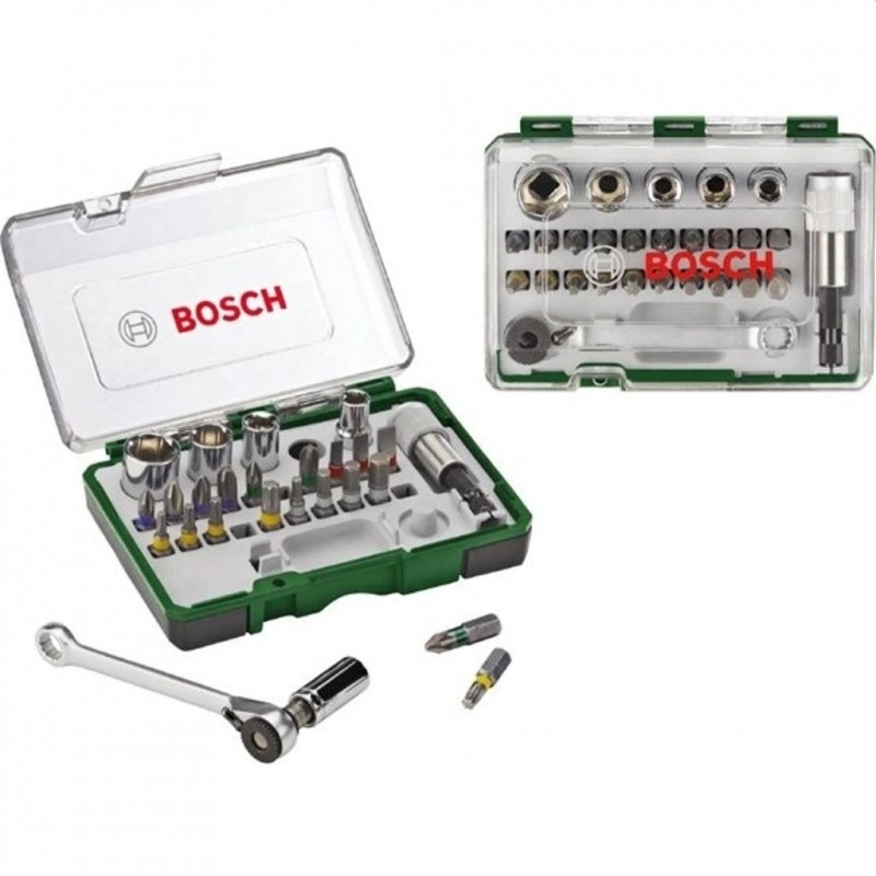 Set Bosch de mèches et douilles miniatures 27 pièces en coffret de rangement — lot de 27