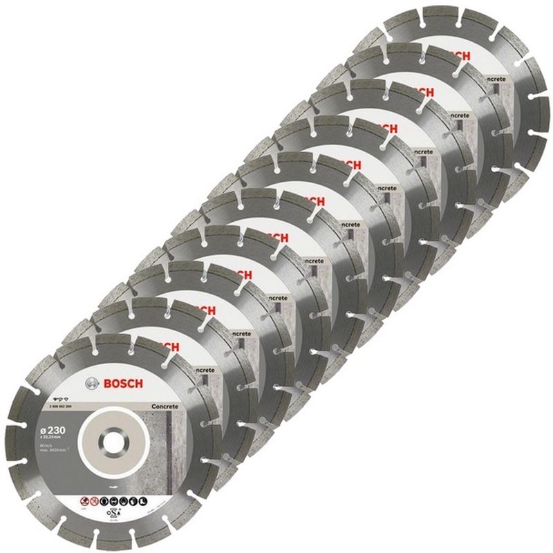 Disque diamant BOSCH Standard pour béton 150x22,23x2x10 mm, lot de 10 2608603241 — lot de 10 pièces