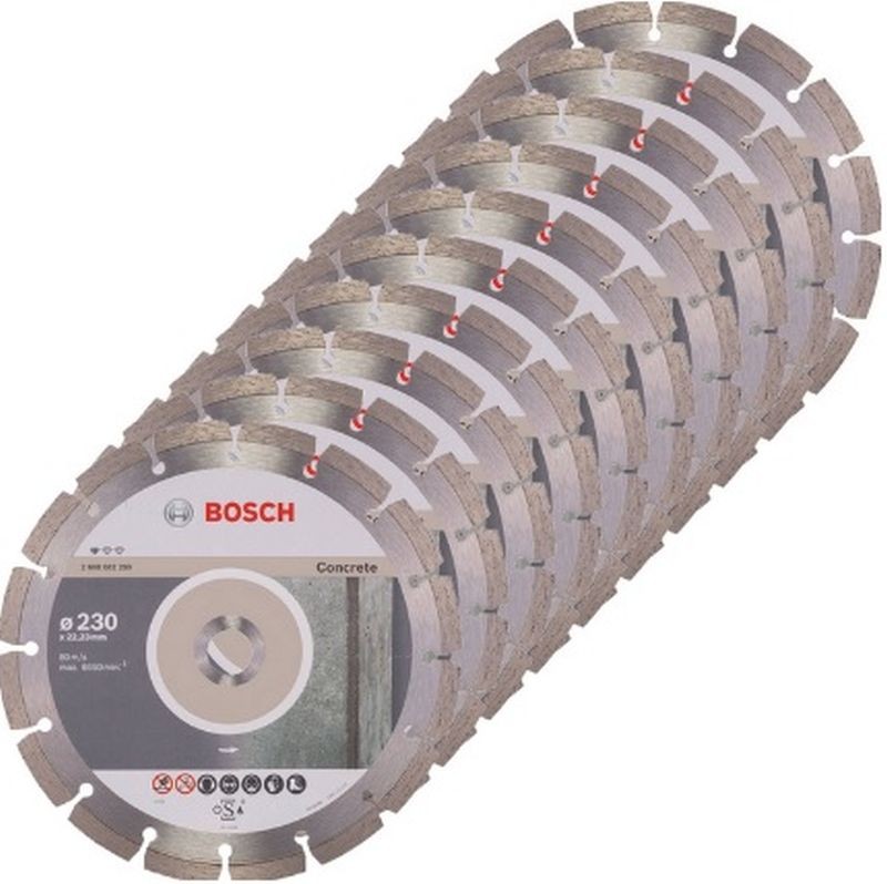 Disque diamant BOSCH Standard pour béton 230 mm, lot de 10 2608603243 — lot de 10 pièces