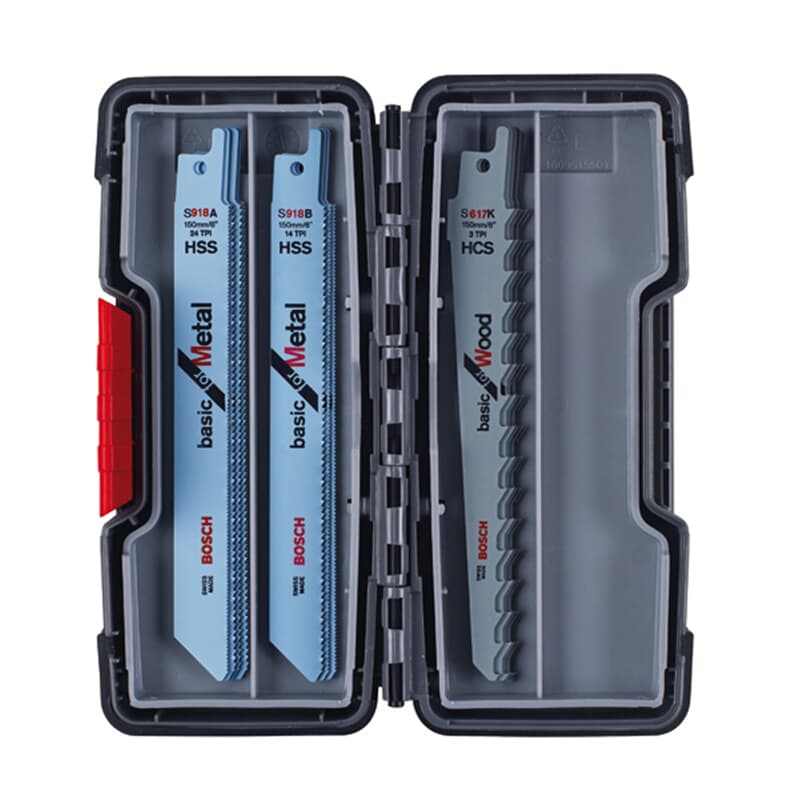 Jeu de lames pour scie sabre Bosch Wood and Metal Basic 15 pièces 2607010901 en Tough-Box — lot de 15 pièces