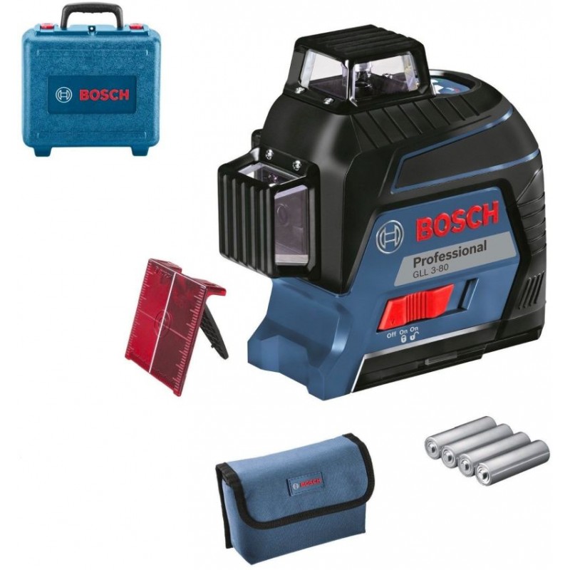 Bosch GLL 3-80 Ligne laser + Alcaline + Coffret (0601063S00)