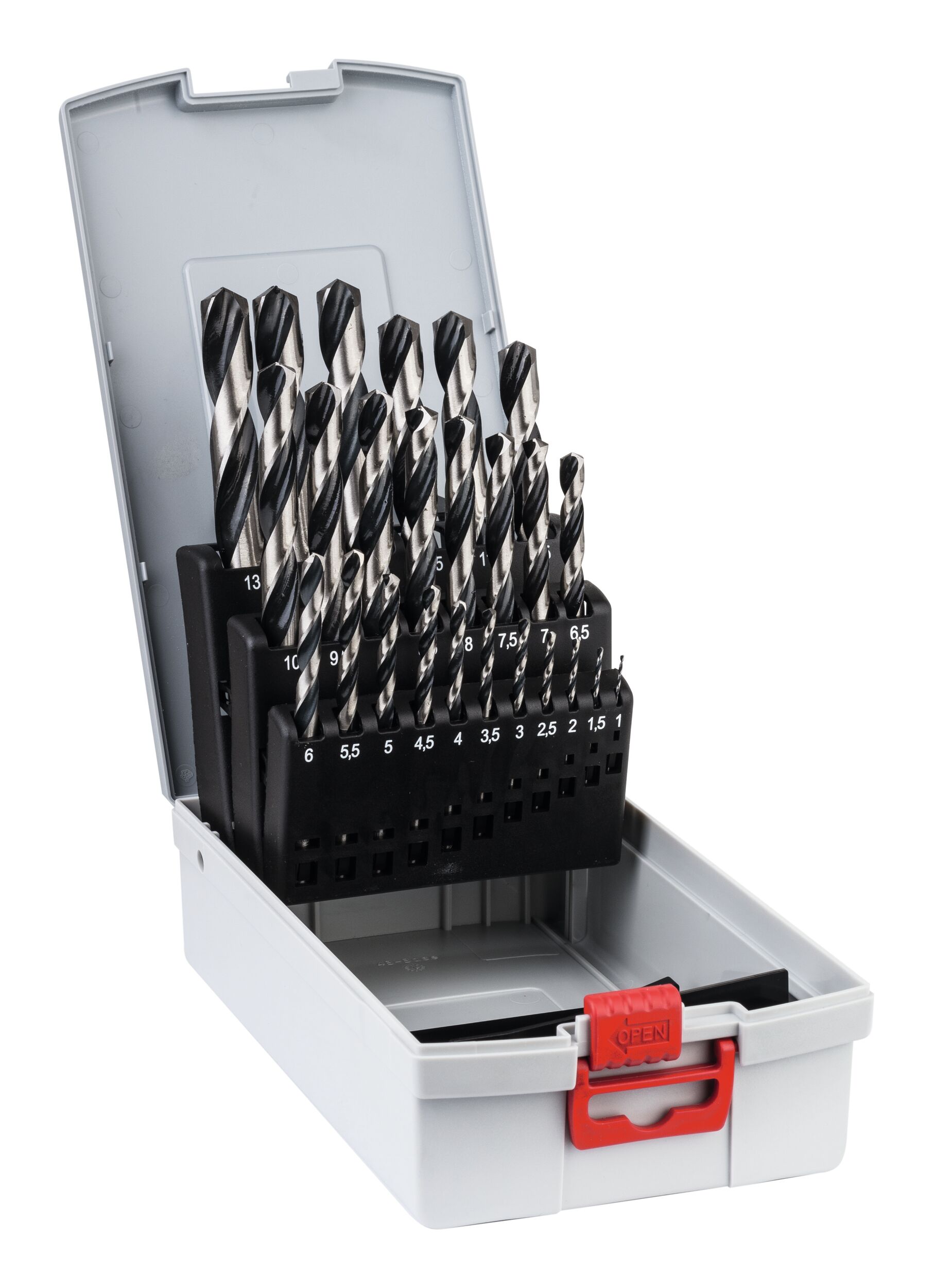 BOSCH Set de forets hélicoïdaux HSS PointTeQ pour métal, DIN 338, 25 pièces ProBox, 2608577352 — lot de 25 pièces