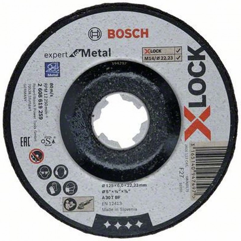 Bosch Pro Metal X-Lock disque de ponçage, 125 x 6 x 22,23 mm (Unité de vente : 10 pièces)