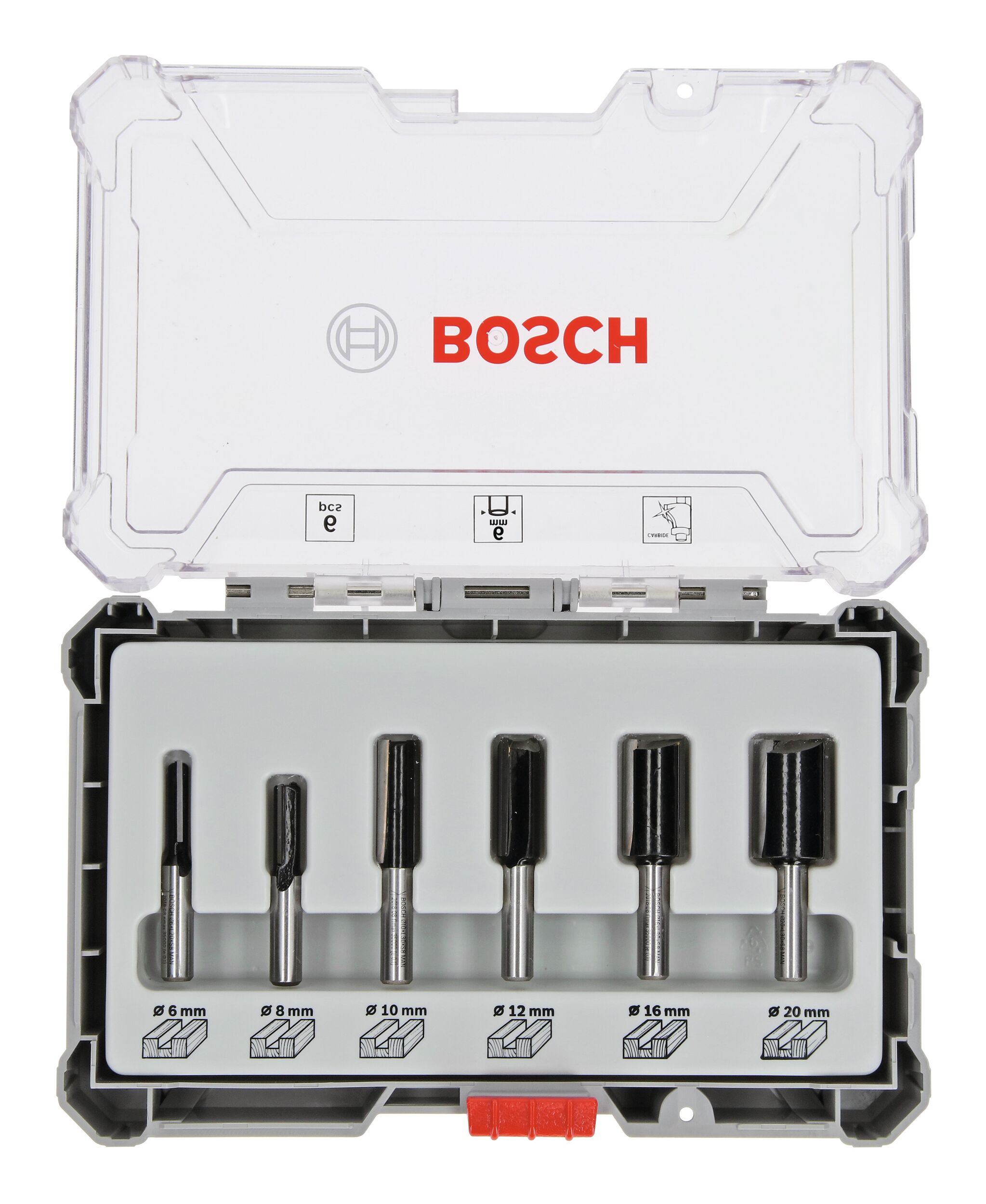Jeu de fraises BOSCH, jeu de fraises à rainurer 6 pièces, queue de 6 mm 2607017465