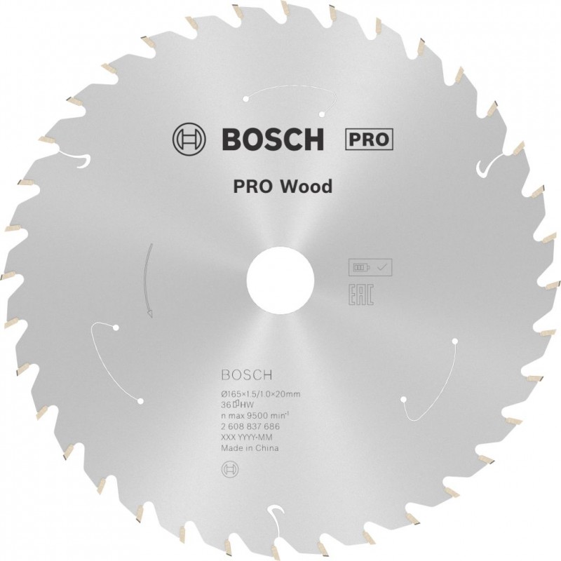 Lame de scie circulaire sans fil BOSCH PRO Wood 165x20/16x1,5/1,0x36T 2608837686
