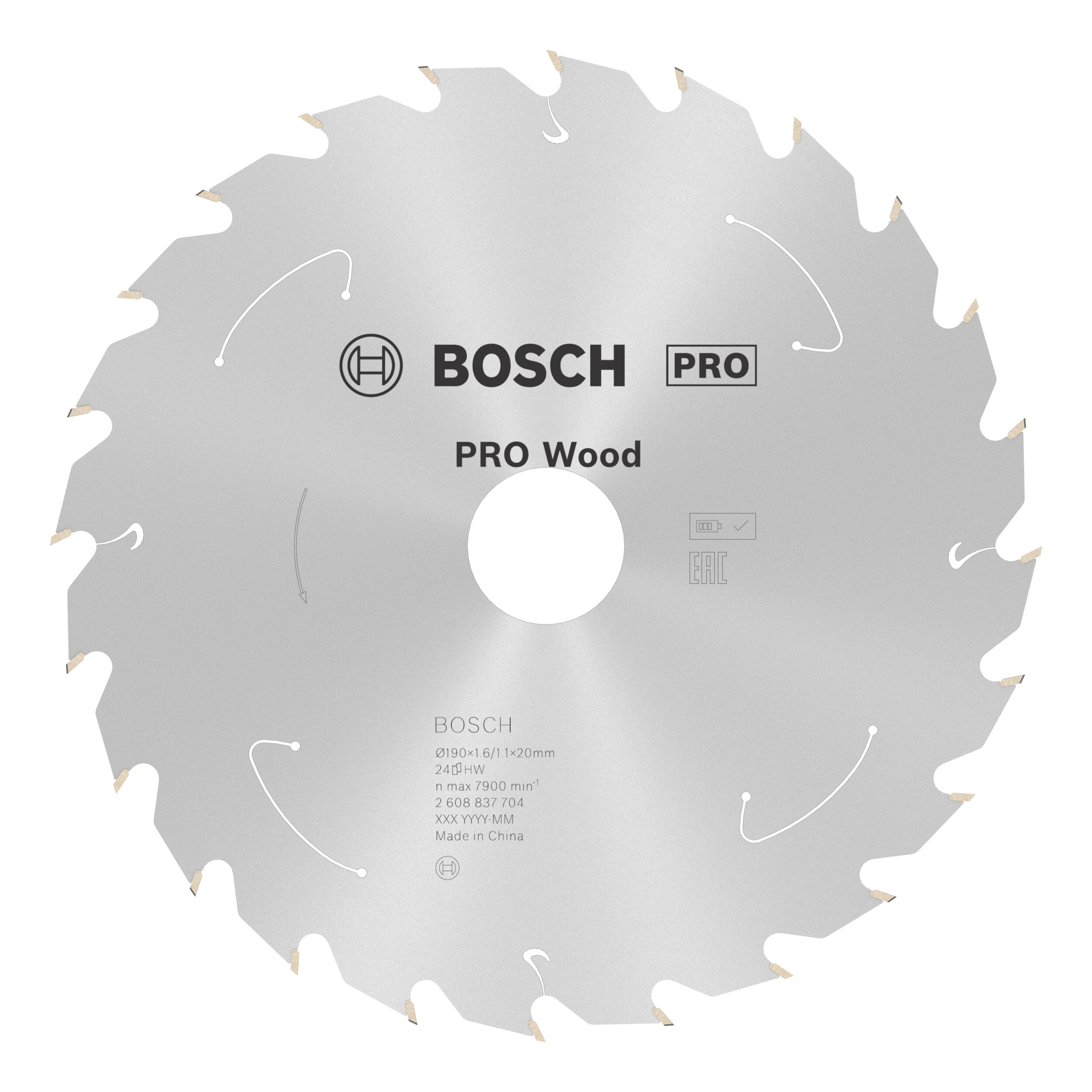 BOSCH PRO Wood cordless Lame de scie circulaire 190x20x1,6/1,1x24T 2608837704