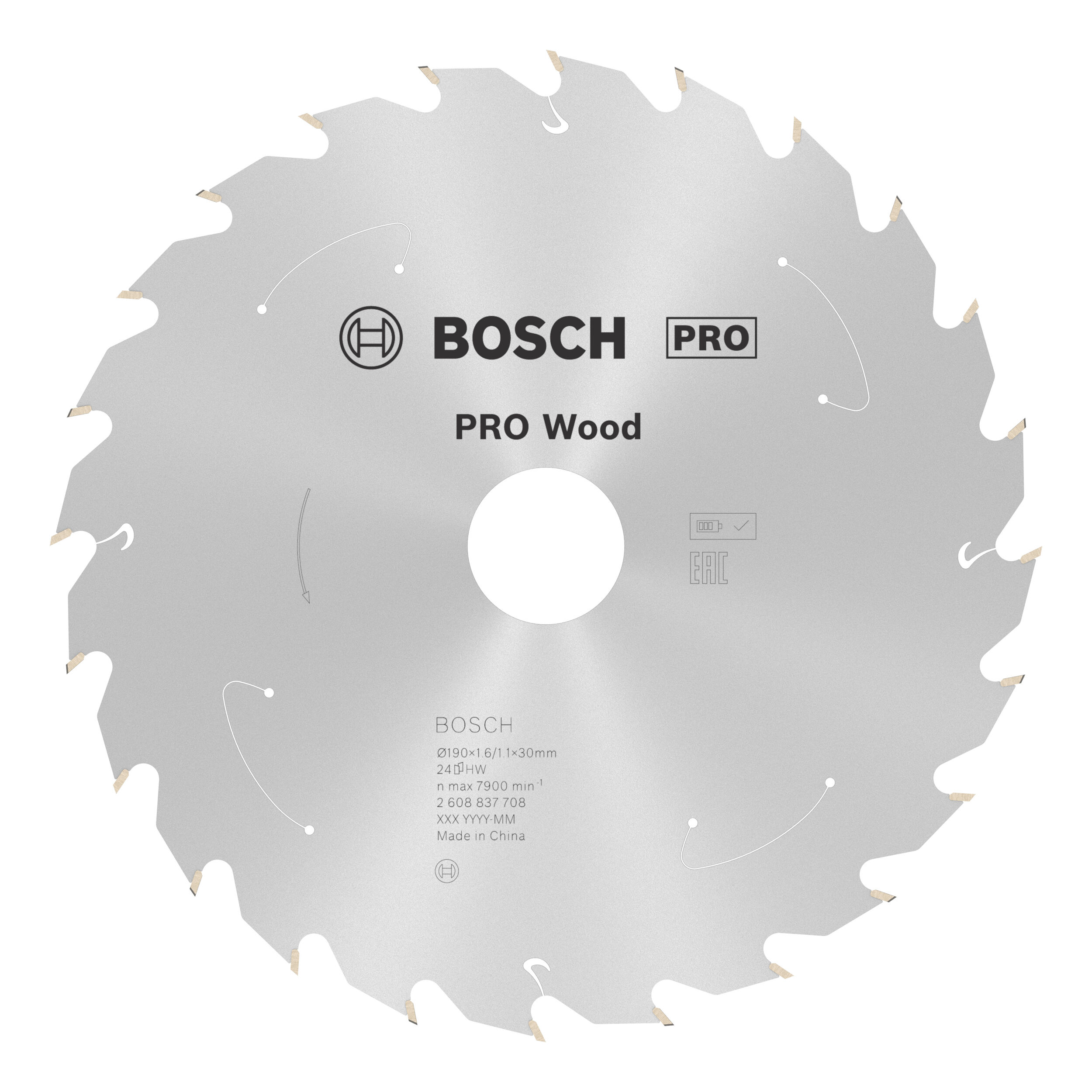 Lame de scie circulaire sans fil BOSCH PRO Wood 190x30x1,6/1,1x24T 2608837708