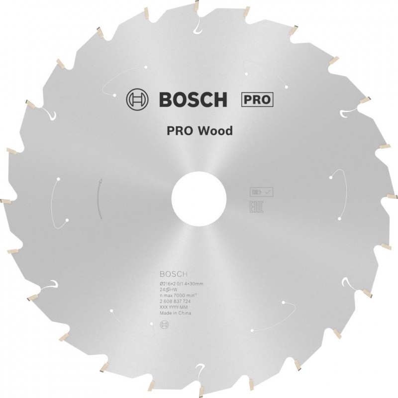 Lame de scie circulaire sans fil BOSCH PRO Wood 216x30x1,7/1,2x24T 2608837724