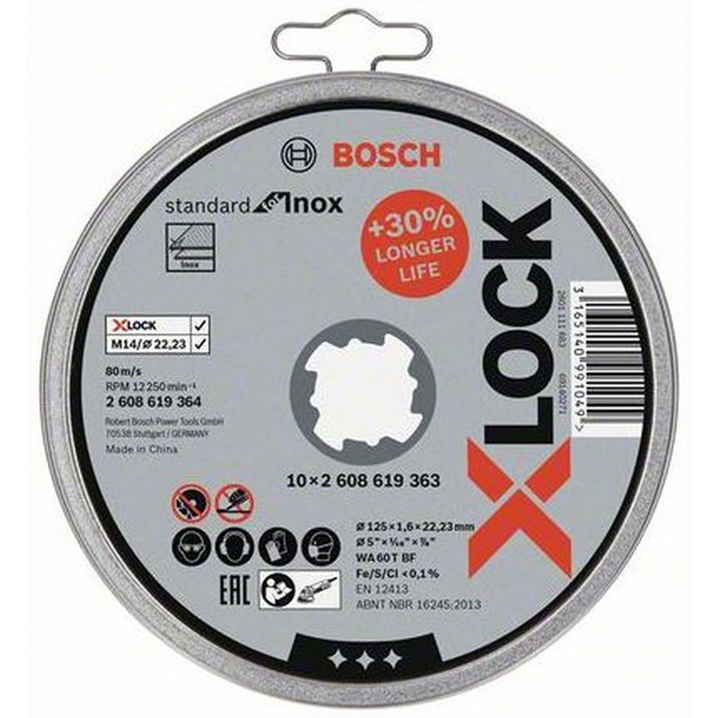 Bosch PRO Disque de tronçonnage inox et métal X-LOCK 125 x 1,6 x 22,23 mm - 2608619364