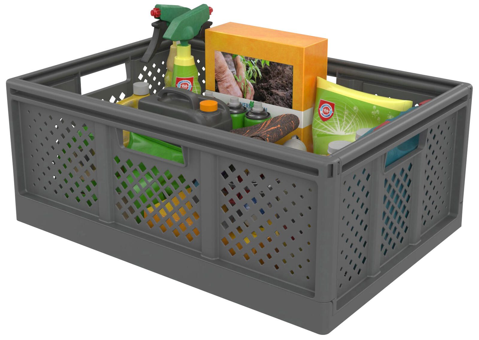 PAPERFLOW FOLD'N STORE Boîte pliable 40,0 l grise 54,6 x 38,6 x 22,6 cm, 1 pièce