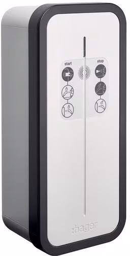 Hager XEV1R22T2ER witty share Station de charge murale, 22 kW, OCPP pour gestion de charge, RFID, prise de charge Type 2, conforme MID (étalonnage), blanc