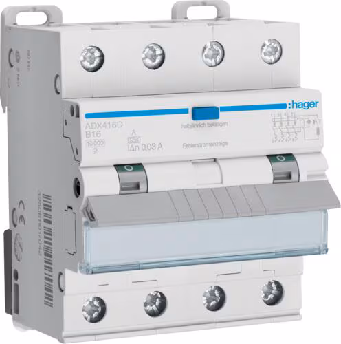 Disjoncteur différentiel Hager ADX416D 4P 16A 10kA 30mA