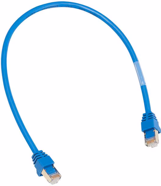 Câble patch Hager ZZ45WAN200 avec 2 connecteurs RJ45 pour applications WAN, couleur bleu, longueur 2 m