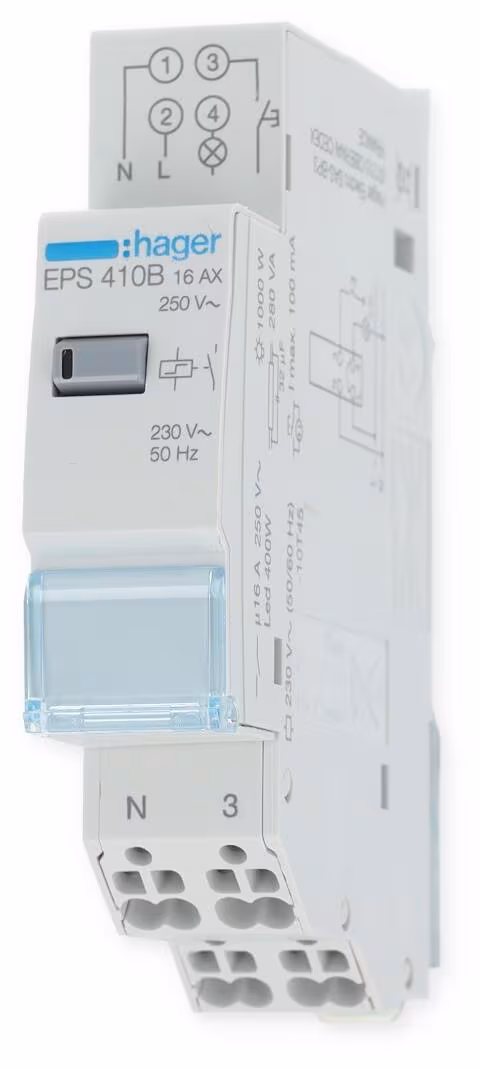 Télérupteur Hager EPS410B 1 contact NO, 16A, 100mA, QuickConnect, 230V