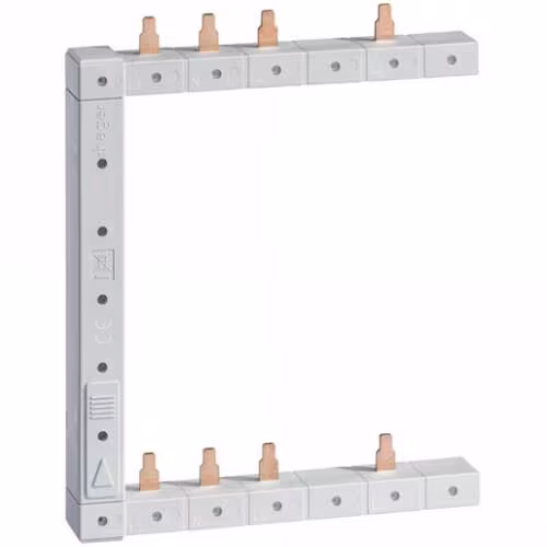 Barrette de répartition Hager KCF563L, verticale, 3 pôles + N, compacte, 63 A, gauche, L1N-L2N-L3N vers L1N-L2N-L3N, 125 mm, 2 rangées