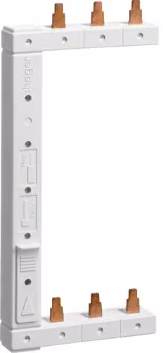 Barrette de phase Hager KCL363L pour disjoncteurs LS, 3 pôles, verticale gauche, 63 A, 10 mm², 2 rangées