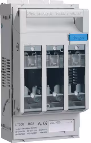 Hager LT050 Sectionneur-fusible / Sectionneur de charge, 3 pôles NH00 3x160A, rail DIN