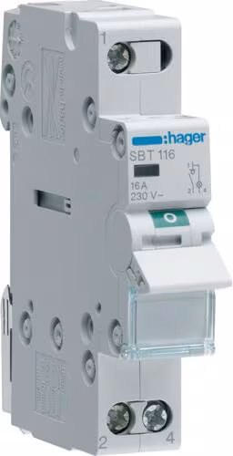 Interrupteur-sectionneur Hager SBT116 16 A, 1 contact, 230 V AC, avec voyant lumineux, 1PLE