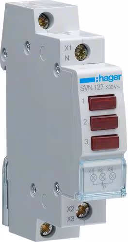 Avertisseur lumineux LED Hager SVN127 3-fach, rouge, 230V AC, 1PLE
