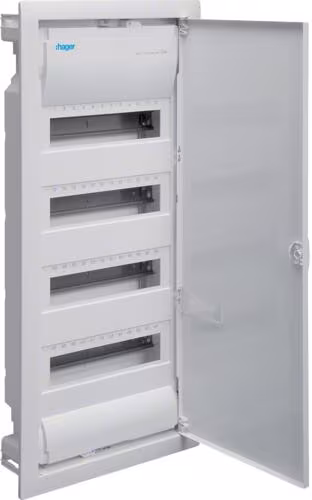 Hager petit tableau de distribution Volta, encastré, 4x12 modules PLE, IP30, classe de protection II, porte en tôle d'acier