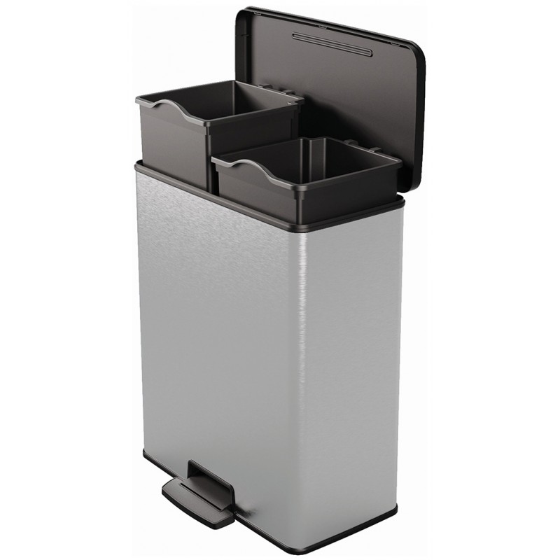 CURVER DECO BIN DUO 26L+26L Poubelle à pédale 48,6 x 31,6 x 61,5 cm argent 01129-C70