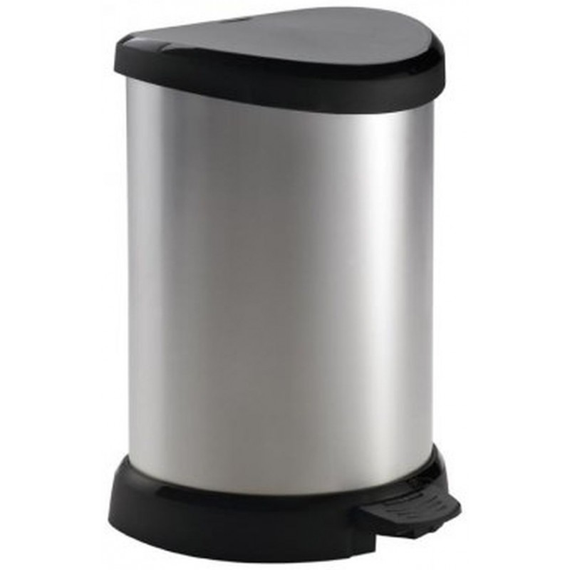 Poubelle à pédale CURVER DECO BIN 15 L, 30,3 x 26,8 x 44,8 cm, argent métallisé
