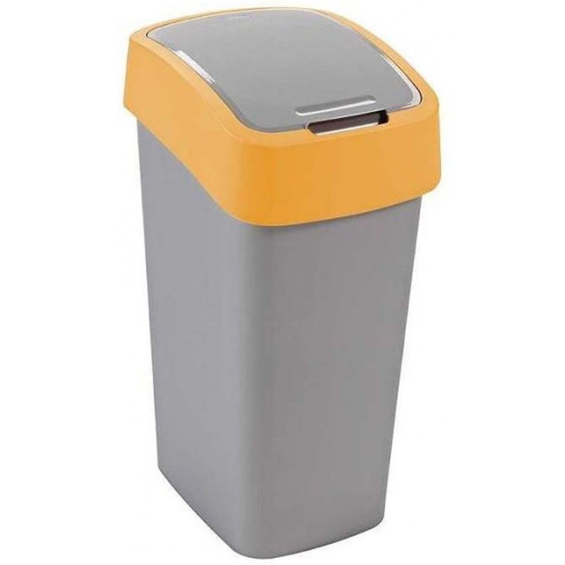 CURVER FLIP BIN 45L Poubelle 65,3 x 29,4 x 37,6 cm argent/jaune 02172-535