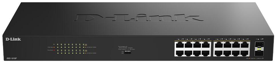 D-Link DGS-1018P/E, commutateur non géré 18 ports Gigabit PoE+