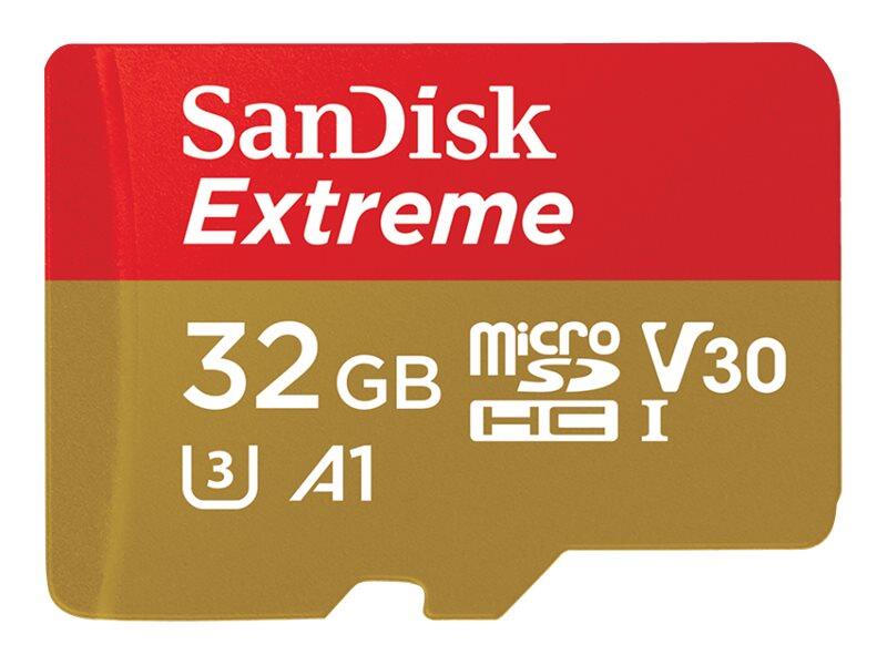 Carte microSDHC SanDisk Extreme 32 Go 2-Pack + Adaptateur SD 100 Mo/s, A1, C10, V30, UHS-I, U3