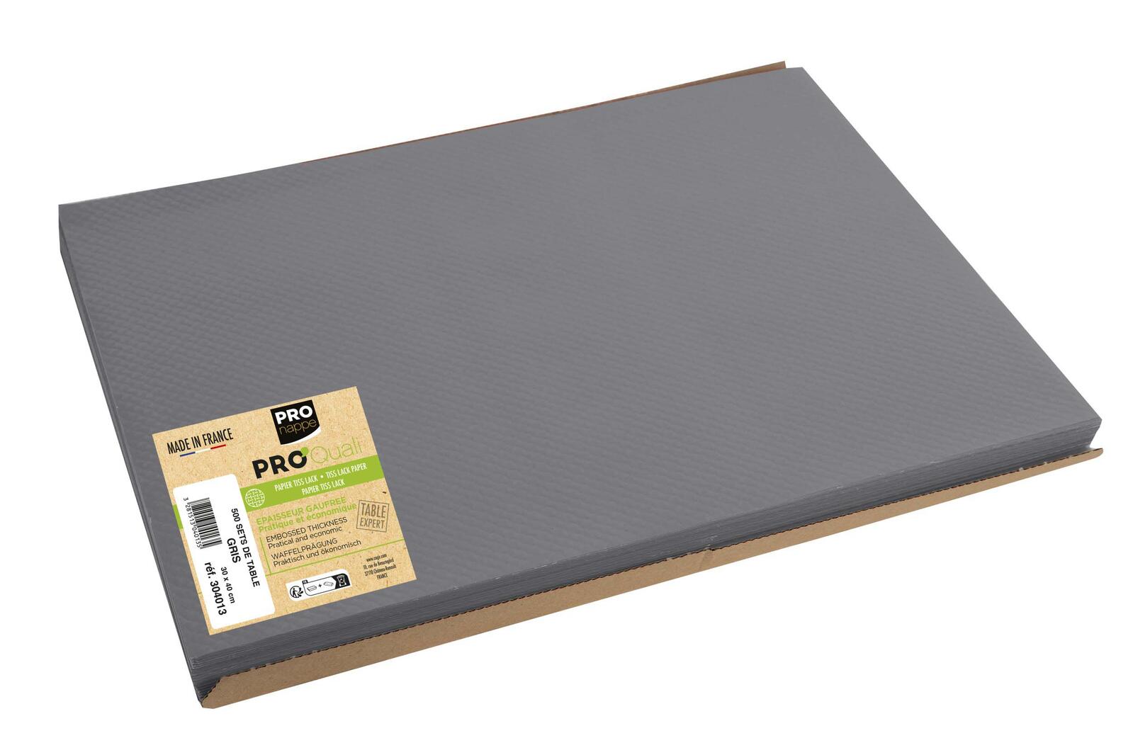 PROnappe Sets de table Tiss Lack 30 x 40 cm gris 1 pack = 500 pièces — lot de 500 pièces