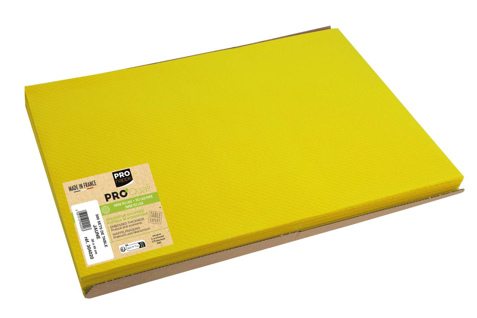 PROnappe Sets de table Tiss Lack 30 x 40 cm jaune 1 boîte = 500 pièces — lot de 500 pièces