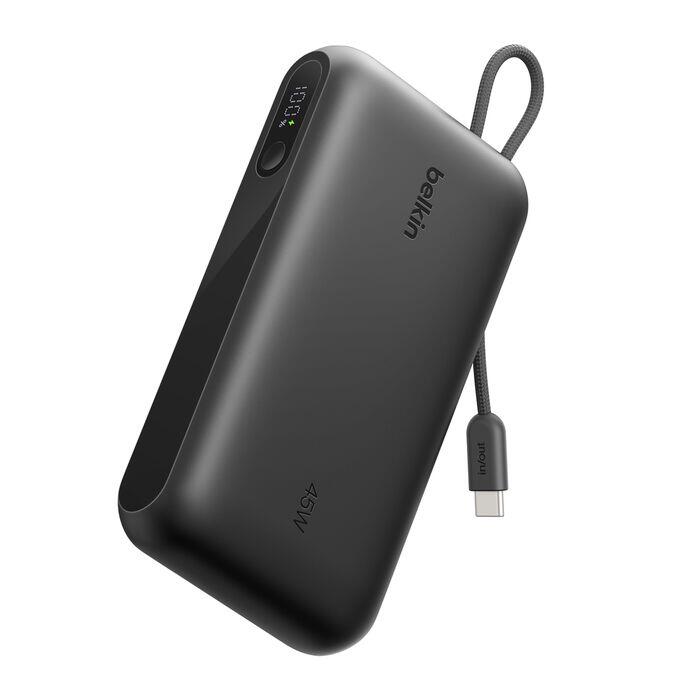 Powerbank Belkin BoostCharge 20 000 mAh PD45 W avec écran, ports USB-A et USB-C, câble USB-C inclus - Noir