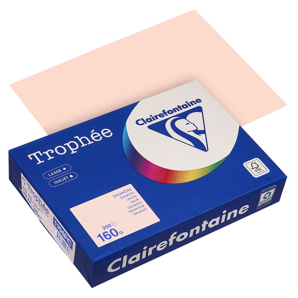Papier copieur Clairefontaine Trophée 160 g/m² saumon 1 paquet = 250 feuilles
