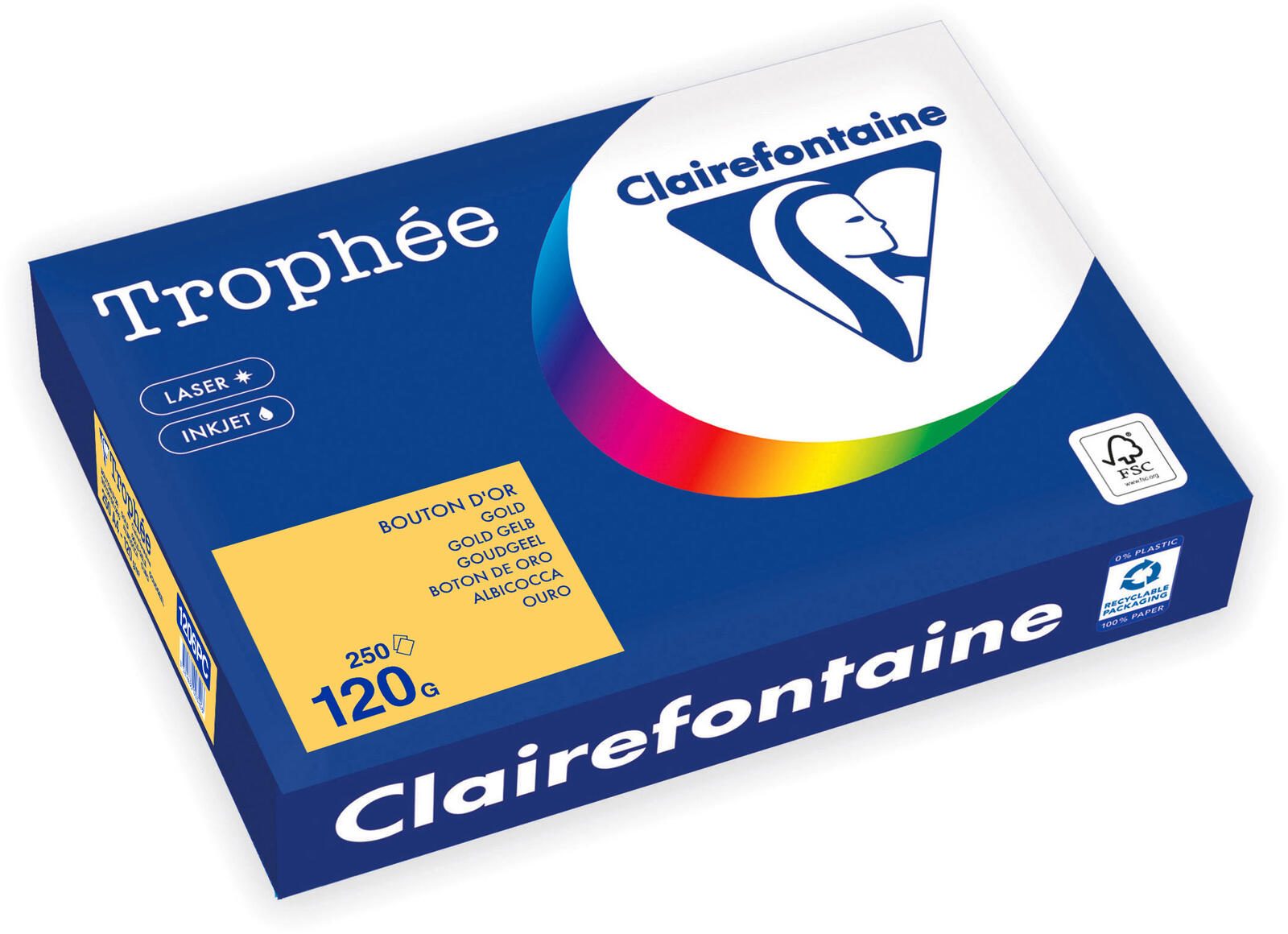 Papier copieur Clairefontaine Trophée 120 g/m² jaune doré 1 pack = 250 feuilles