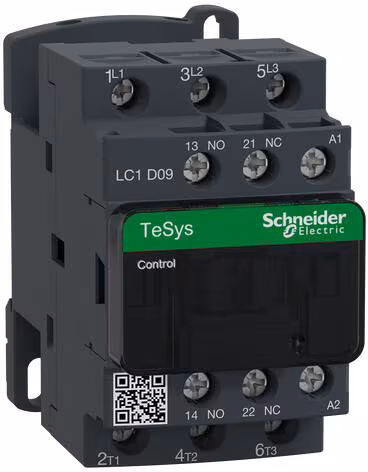 Contacteur de puissance Schneider Electric LC1D 3P, +1F+1O, 4 kW, 9 A, 400 V AC3, bobine 24 V AC (LC1D09B7)