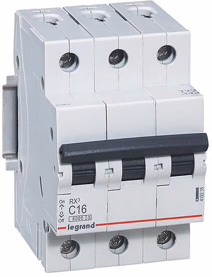 Legrand RX3 Disjoncteur différentiel C-Charakteristik, 16A, 3 pôles, 6kA, 400VAC, 3TE (419235)