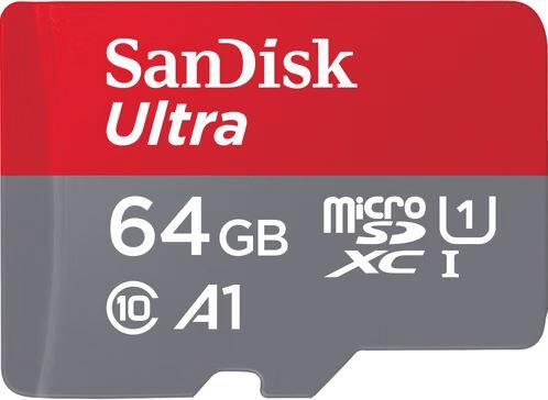 Carte mémoire microSDXC SanDisk Ultra 64 Go + adaptateur SD UHS-I, A1, Class 10