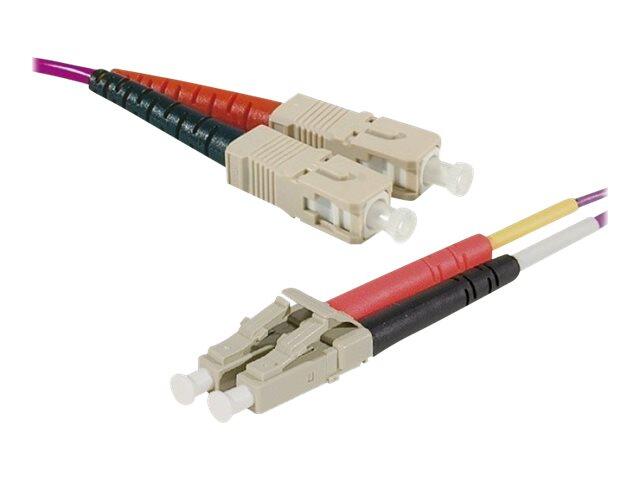 Câble de raccordement optique Exertis Connect HD, fibre 50/125 µm, OM4, connecteur LC Duplex / LC Duplex, violet Erika, 15,0 m, finition UPC-UPC