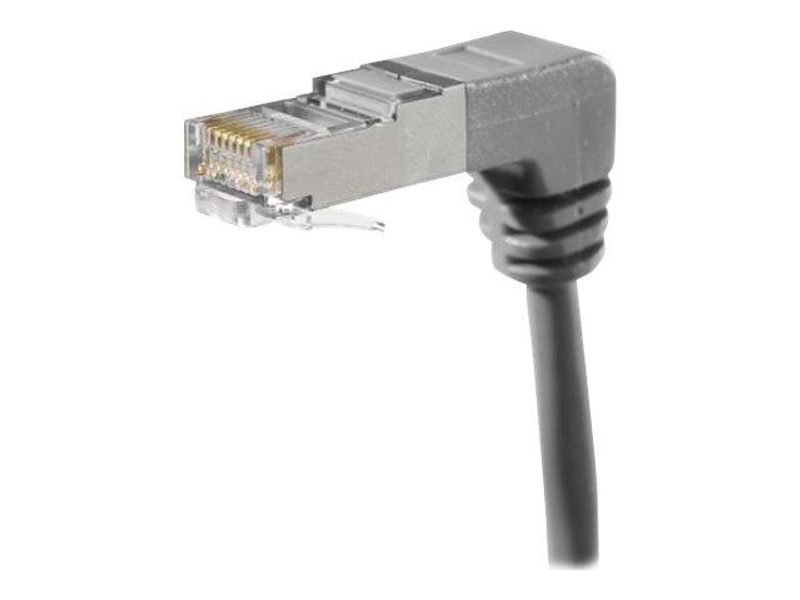 Câble de raccordement Exertis Connect Cat. 6A, S/FTP (PiMF), double coudé, gris, 0,7 m