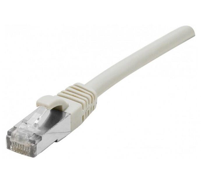 Câble de raccordement Exertis Connect Cat. 6A, S/FTP (PiMF), sans halogène, avec protection anti-arrachement, gris, 50,0 m