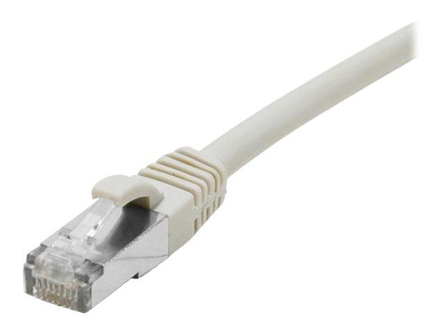 Câble de raccordement Exertis Connect Cat. 6A, S/FTP (PiMF), sans halogène, avec protection anti-arrachement, gris, 0,15 m - Câble de raccordement 10-Gigabit avec protection anti-pliage étroite