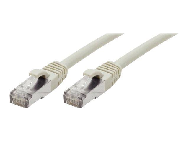 Câble de raccordement Exertis Connect Cat. 6A, S/FTP (PiMF), sans halogène, avec protection anti-arrachement, gris, 15,0 m - Câble de raccordement 10-Gigabit avec protection anti-pliage étroite