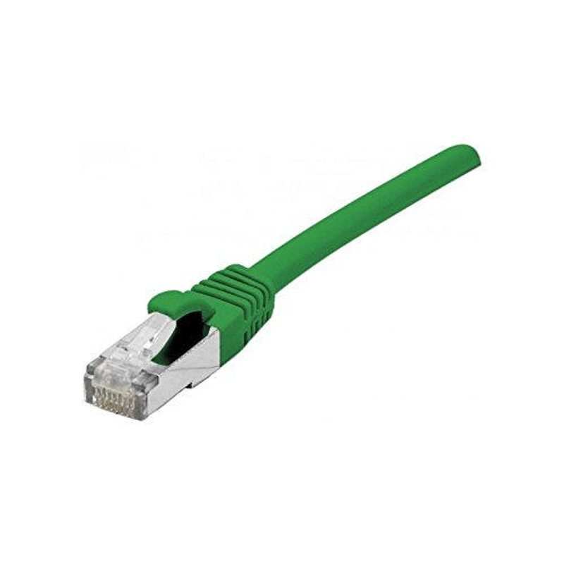 Câble de raccordement Exertis Connect Cat. 6A, S/FTP (PiMF), sans halogène, avec protection anti-arrachement, vert, 15,0 m - Câble de raccordement 10-Gigabit avec protection anti-pliage étroite