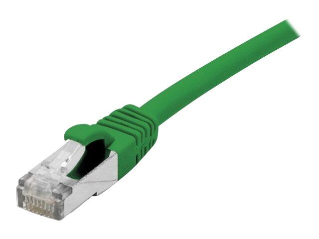Câble de raccordement Exertis Connect Cat. 6A, S/FTP (PiMF), sans halogène, avec protection anti-arrachement, vert, 20,0 m - Câble de raccordement 10-Gigabit avec protection anti-pliage étroite