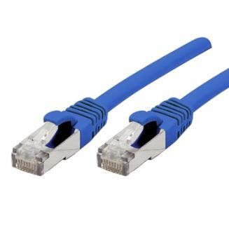 Câble de raccordement Exertis Connect Cat. 6A, S/FTP (PiMF), sans halogène, avec protection anti-arrachement, bleu, 15,0 m
