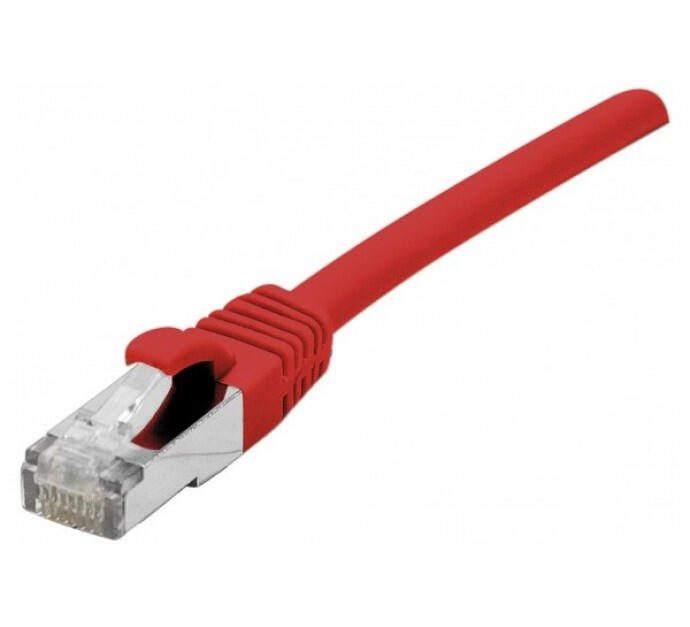 Câble de raccordement Exertis Connect Cat. 6A, S/FTP (PiMF), sans halogène, avec protection anti-arrachement, rouge, 15,0 m